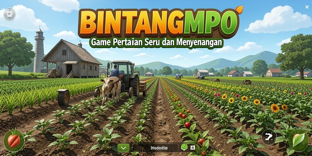 Screenshot menarik dari gameplay BINTANGMPO yang menunjukkan aktivitas pertanian.