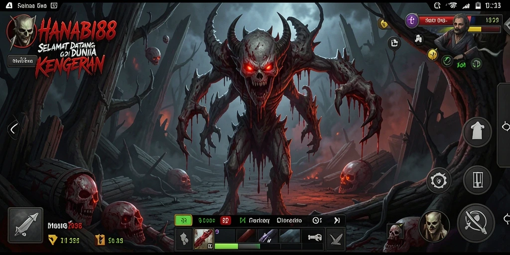 Tampilan mengerikan dari gameplay HORROR HANABI88 yang menegangkan.
