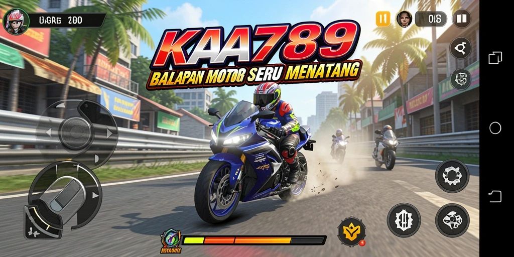Gameplay seru KA789 dengan balapan motor mendebarkan.