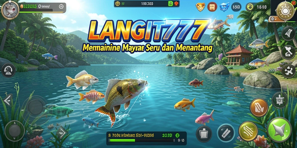 Tampilan menarik dari gameplay LANGIT777 menunjukkan kegembiraan memancing ikan.