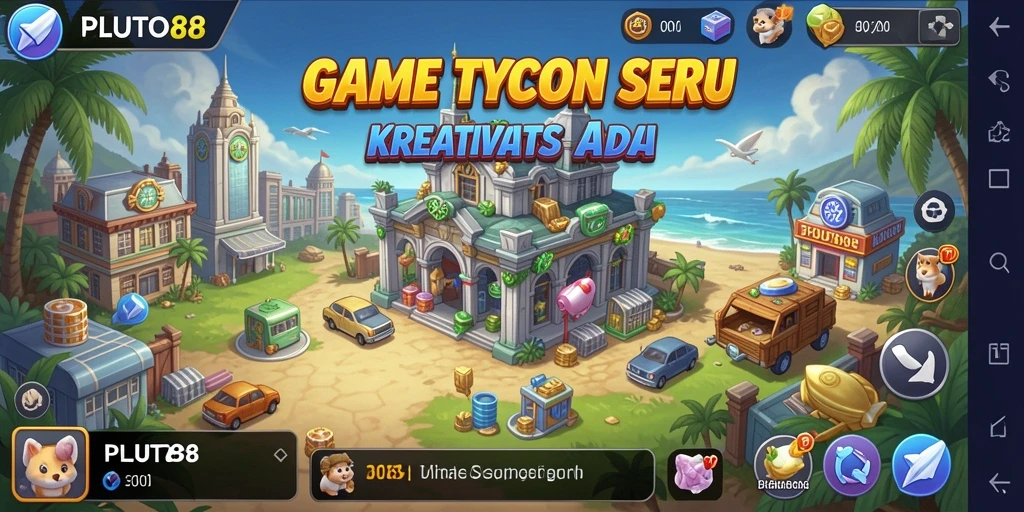 Screenshot gameplay PLUTO88 yang menunjukkan aksi manajemen bisnis yang mendebarkan.