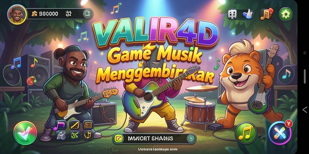 Screenshot menampilkan gameplay seru dari VALIR4D dengan efek musik.