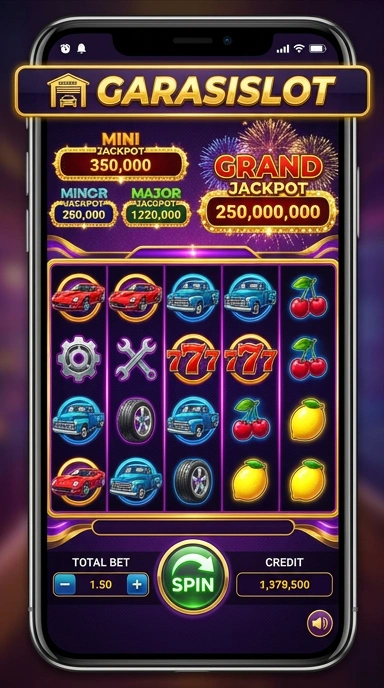 Tampilan utama aplikasi garasislot yang menarik dan mudah dinavigasi.